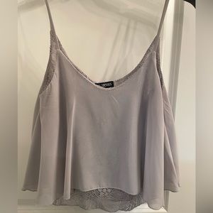 Grey Cropped Flowy Tank Top